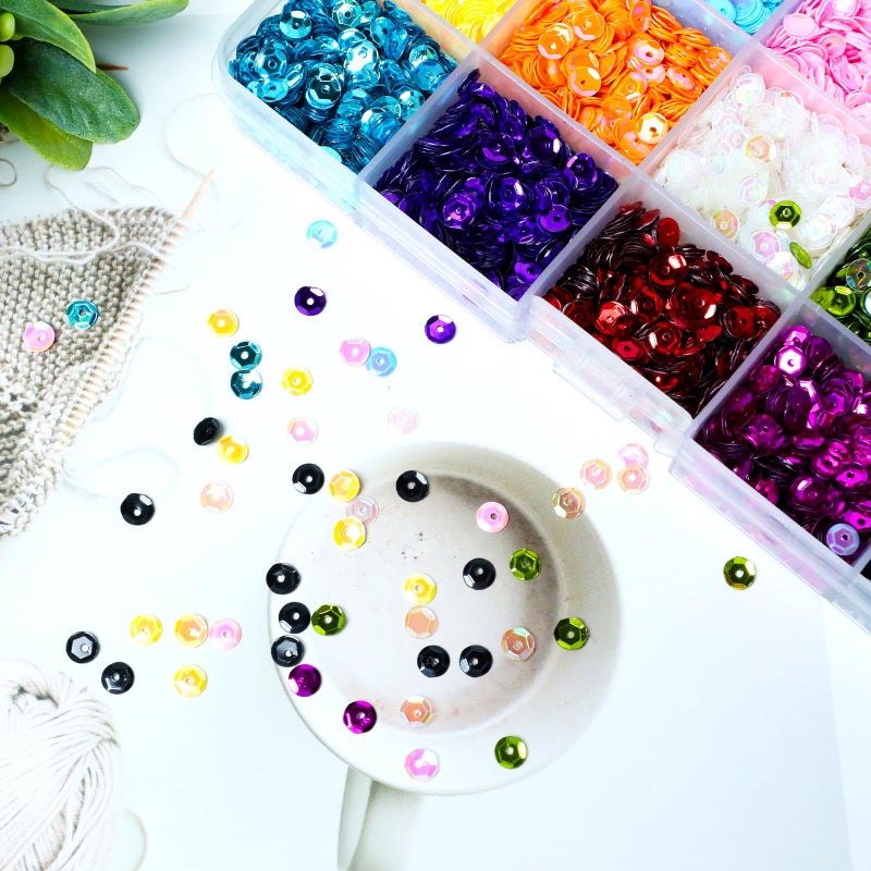 Gallipower 0.2in/5mm Bulk Loose Sequins,Sequin for Crafts,15 Colors Bulk Rainbow Round Sequin,Iridescent Embroidery Sequins for DIY Craft Sewing Nail Festival Costume Decoration - Image 5